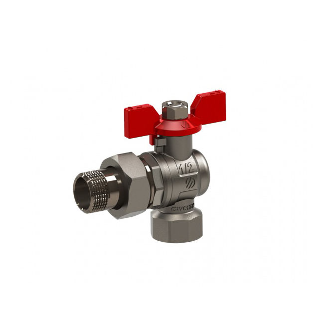 Кран шаровый вн/нар угловой, с американкой бабочка Sena ARCO